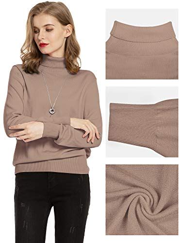 Woolen Bloom Womens Turtleneck Sweater Pullover Lightweight Long Sleeve