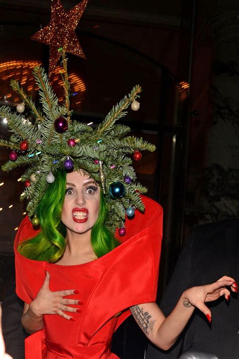 Shes Barking Lady Gaga Brings Festive Cheer To London By Wearing A Christmas Tree After O2s
