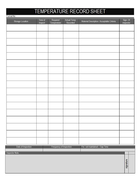 Printable Refrigerator Temperatures Log Sheets Search Results