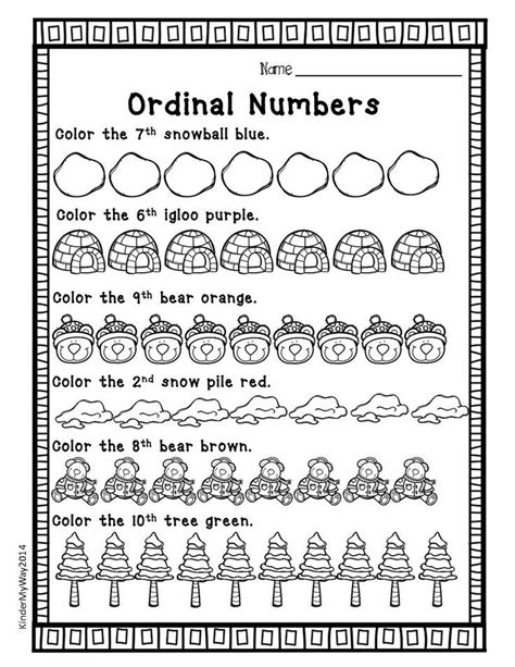 Fall Themed Printable Ordinal Numbers Worksheet Grade 1