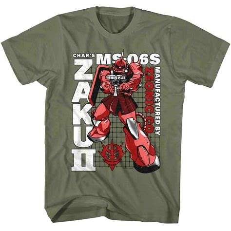 Gundam Zaku Ii Mens T Shirt Chars Ms 06s Manufactured By Zeonic