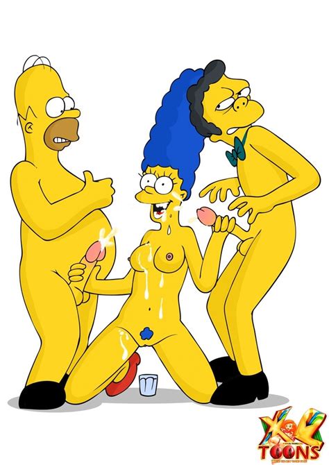 Rule 34 Breasts Color Female Handjob Homer Simpson Human Kneeling Male Marge Simpson Moe