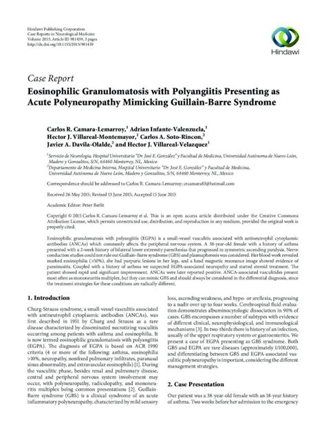 Pdf Case Report Eosinophilic Granulomatosis With Polyangiitis