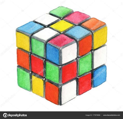 Watercolor Retro Rubiks Cube — Stock Photo © Zelenkova 177879066
