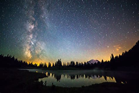 Space Star Night Milky Way Mountain Forest Hd Wallpaper