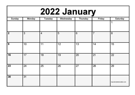 Free Printable January 2022 Calendar Template Word Pdf Riset