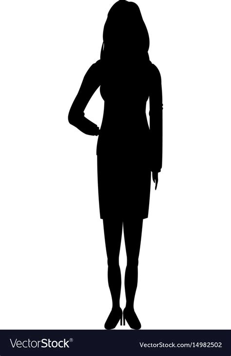 Silhouette Young Girl Standing Female Royalty Free Vector