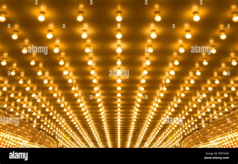 Golden Bulbs Marquee Lights Background Stock Photo Alamy