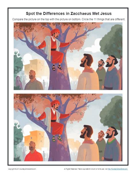 Zacchaeus Met Jesus Spot The Differences Bible