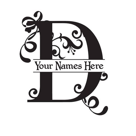 Country with first letter d. MONOGRAM D - Flourish with Initial and Names - Vinyl Decal