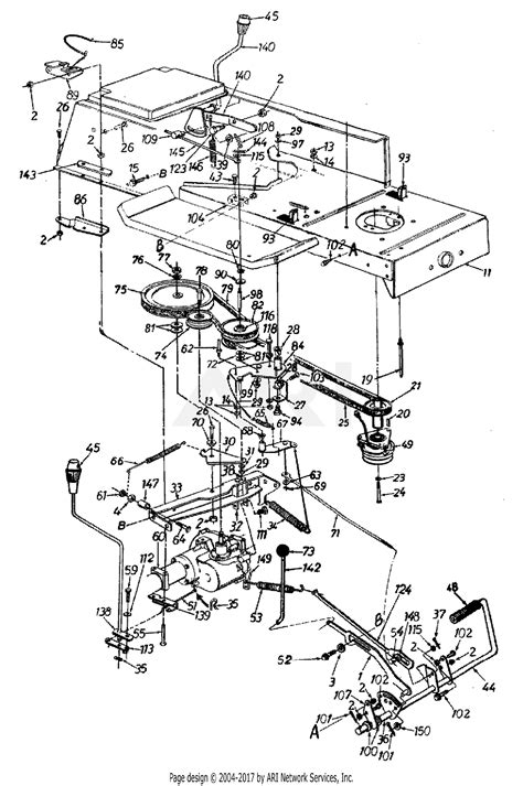 Mtd 13ad616g190 Fst 16 1998 Parts Diagram For Lower Frame And Pulley