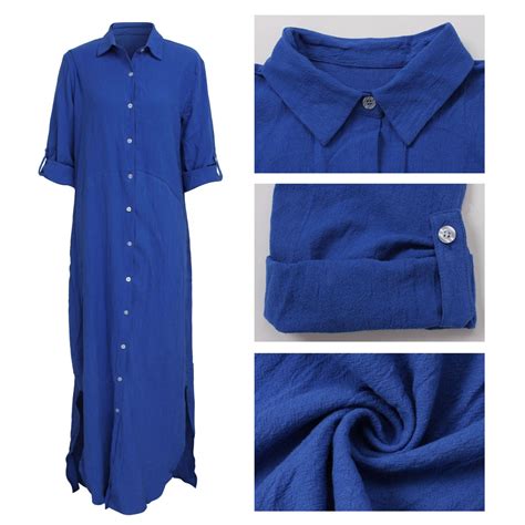 Women Summer Long Maxi Shirt Dress Sexy Full Sleeve Loose Bandage Party