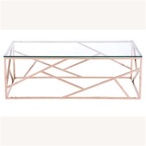 Zuo Modern Cage Coffee Table Glass Top Rose Gold Aptdeco