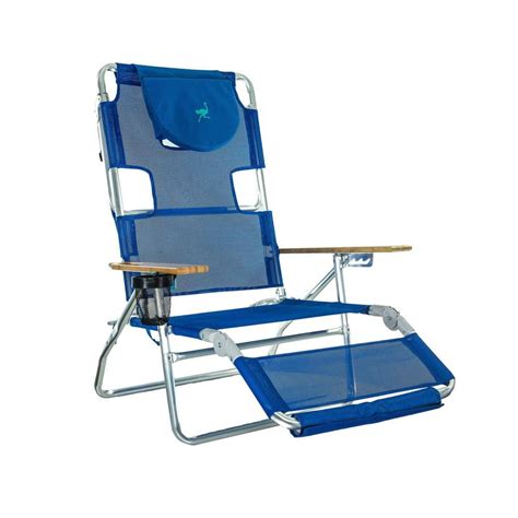 Ostrich 3 In 1 Blue Aluminum Folding Beach Chair 3n1 1001b The Home Depot