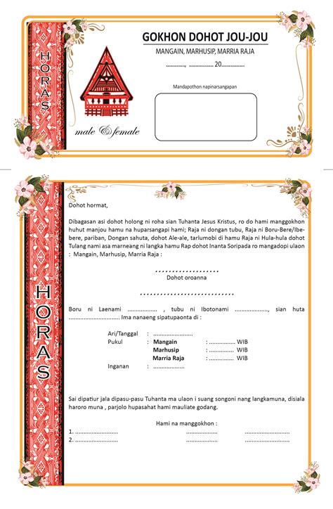 Contoh undangan pernikahan bahasa batak. Undangan mangain parboru ( Adat Batak ) | Undangan pernikahan, Contoh undangan pernikahan, Undangan