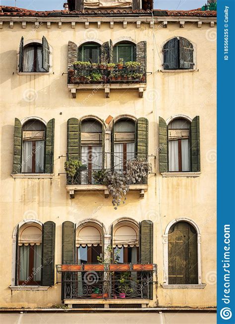 Venice Italy Old House With Windows And Balconies Stock Image Image