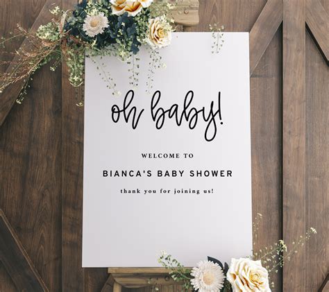 Free Baby Shower Welcome Sign Black And White Oh Baby Editable