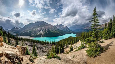 Desktop Wallpapers Banff Canada Alberta Peyto Lake Nature 1366x768