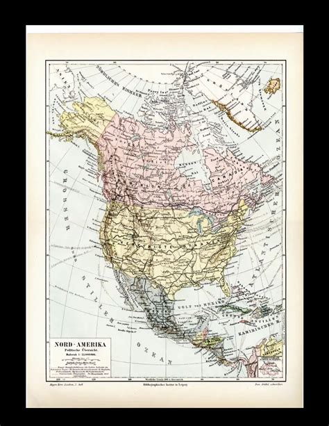 19th Century Antique Original Map Of North America Etsy In 2021