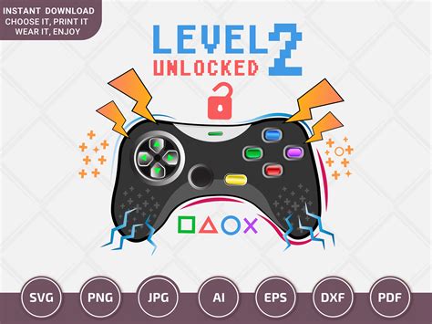 Level 2 Unlocked Svg Video Game Svg Birthday Party Etsy