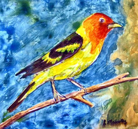 Western Tanager Painting By Lonnie Massotty