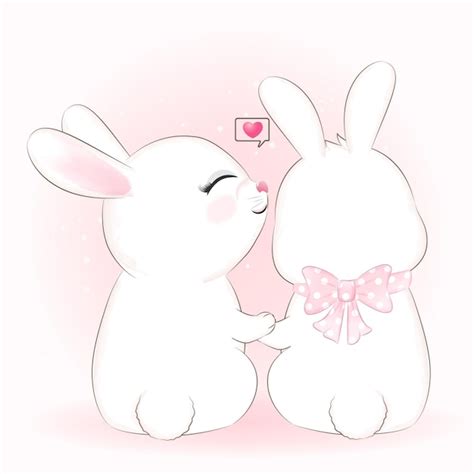 Premium Vector Cute Couple Rabbit Cartoon Animal Illustration