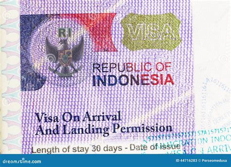 Indonesia Visa Stock Image Image Of Airport Foreign 44716283