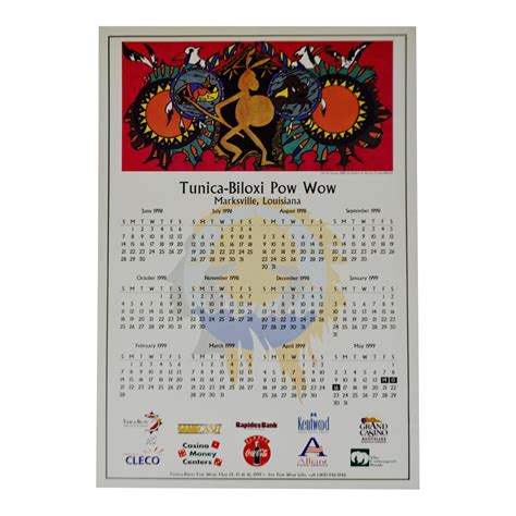 1998 Native American Tunica Biloxi Pow Wow Calendar Chairish