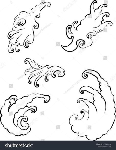 Japanese Clouds Wave Tattoo Designchinese Clouds Stock Vector Royalty