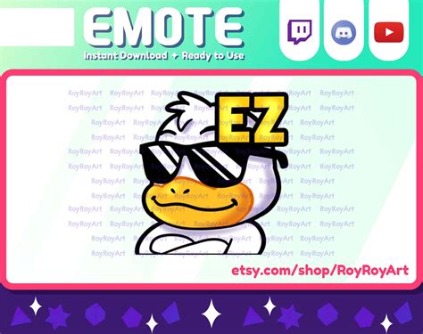Twitch Emote Cool Duck Ez Sub Emoji Discord Etsy