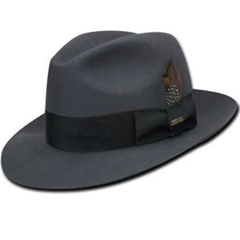 Scala Grey Wool Fedora Hat L Xl Satin Lined Top Gatsby Godfather Mafia