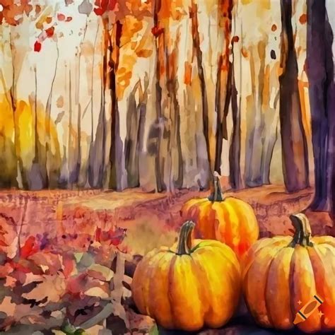 Festive Watercolor Postcard With Autumn Harvest Theme On Craiyon