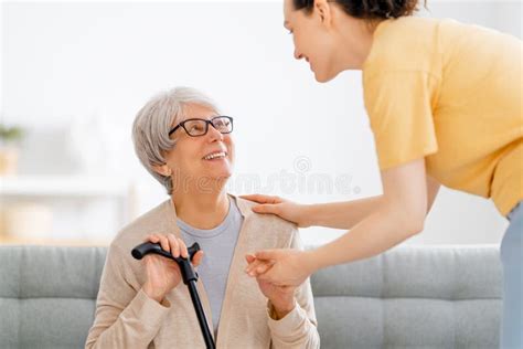 Happy Patient And Caregiver Stock Image Image Of Conversation