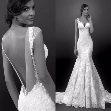 Sexy Mermaid Wedding Dress New Style Spaghetti Strap Thick Lace Backless Wedding Dresses With