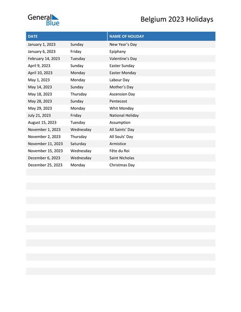 Belgium Holidays 2023 In Pdf Word And Excel