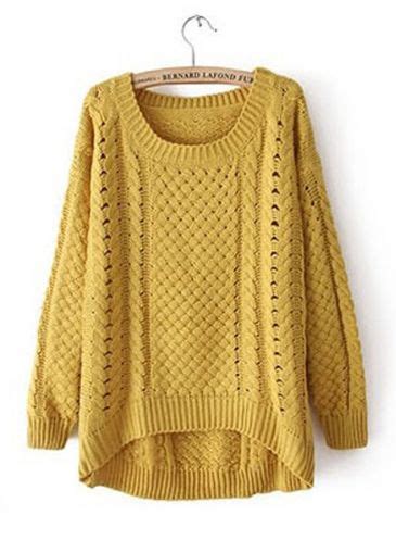 Fine Quality Knitting Cable Pattern Yellow Pullover Sweaters Sweaters