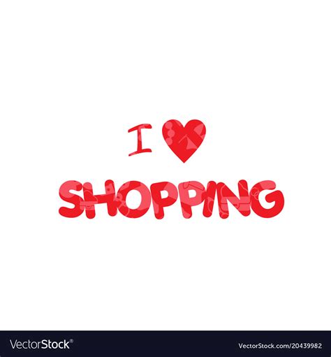 I Love Shopping Red Text Heart Background Vector Image