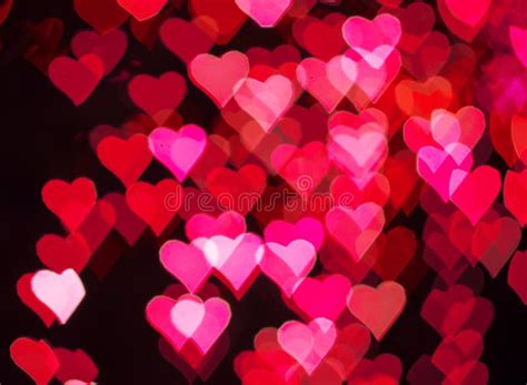 Red And Pink Hearts Bokeh As Background For Valentine S Day Stock Photo