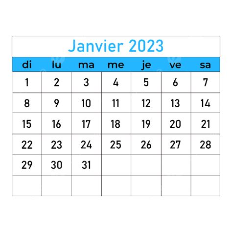 Calendrier 2023 Janvier Ligne Bleue Png Calendrier 2023 Calendrier