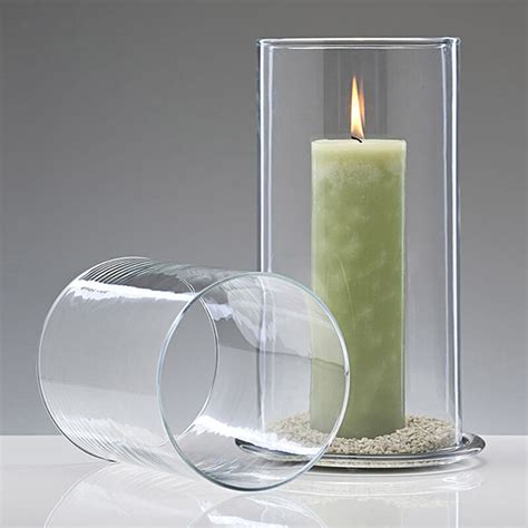 Glass Candle Sleeve Chimney Open Ended Hurricane Candle Holder For Wedding Classic Cylinder