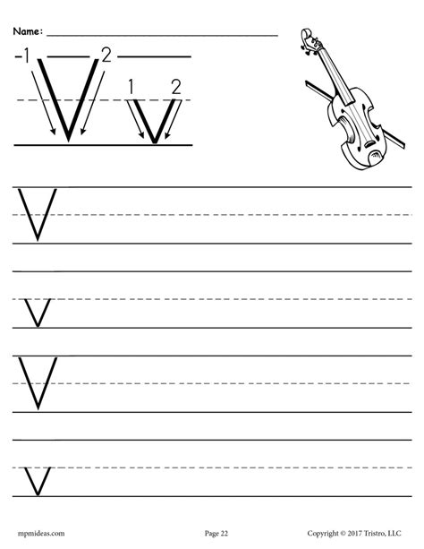 Printable Letter V Handwriting Worksheet Supplyme