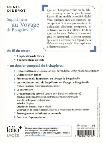 Supplément Au Voyage De Bougainville De Denis Diderot Poche Livre