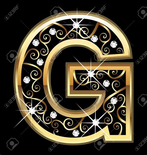 G Gold Letter With Swirly Ornaments Stock Vector 16220122 Letras De
