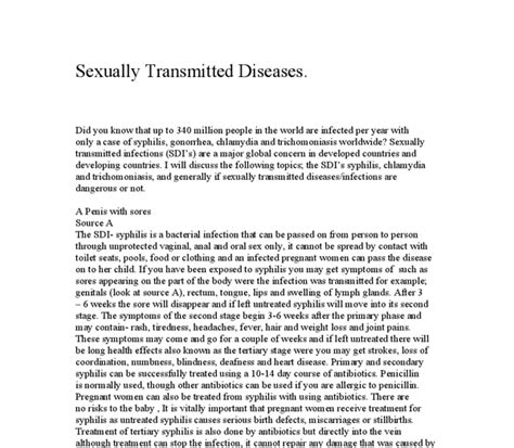Sexually Transmitted Diseases A Level Healthcare Marked By