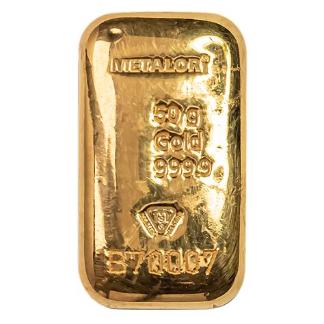 Buy 50 Gram Metalor Cast Gold Bullion Bar