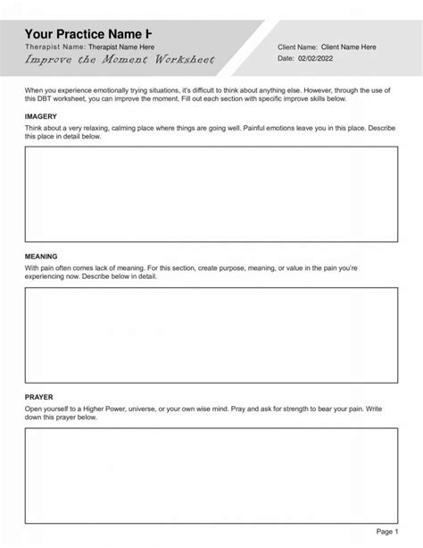 Improve The Moment Dbt Worksheet Therapybypro