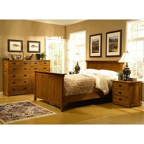 Mission Solid Oak 4 Piece Queen Bedroom Set W 12 Drawer Chest Free Shipping Today Overstock