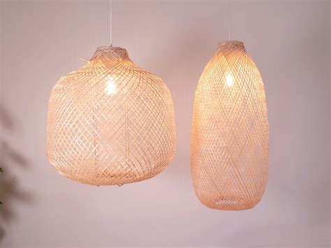 Bamboo Pendant Light Bamboo Lamp Shade Natural Woven Etsy