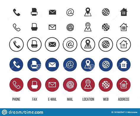 Contact Icons Business Card Vector Symbols Collection Stock Vector