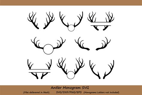 Deer Antler Svg File Free / Deer Antler Monogram Frames. Stag Antler SVG Vector files ...